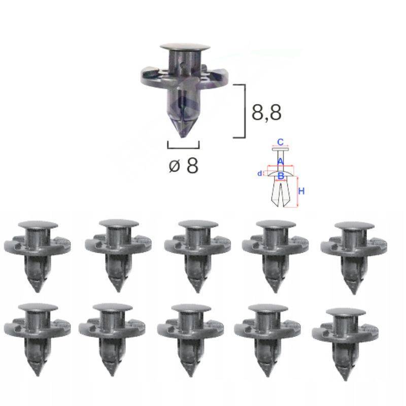 Clips caches sous moteur Mitsubishi ASX (GA) après 2010 | OE MR328954 | 10 Pcs