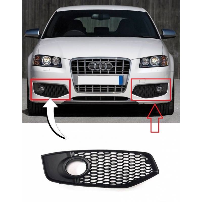 Grille pare-choc avant droite + gauche Audi S3 de 2006 à 2008 OEM 8P0807682C / 8P0807682D