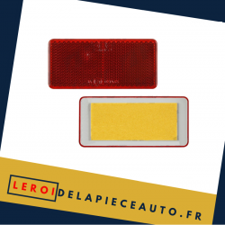 Réflecteur Catadioptre autoadhésif rectangle 69x31 mm couleur rouge