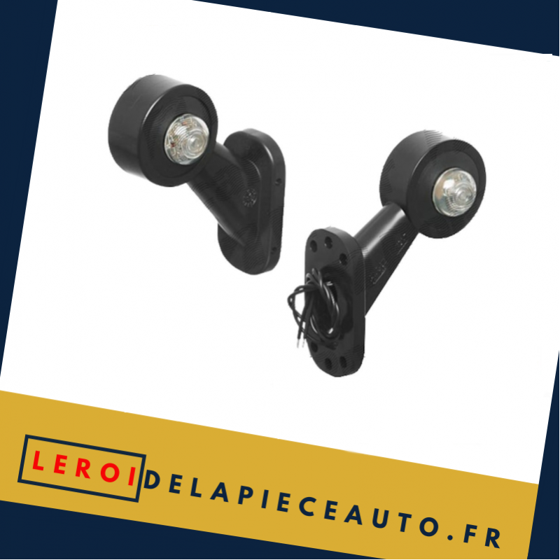 Feu de gabarit LED gauche 12/24V bras 78 mm angle 45° noir blanc