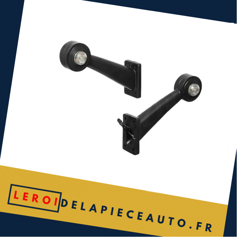 Feu de gabarit LED droit 12/24V bras 150 mm angle 45° noir blanc