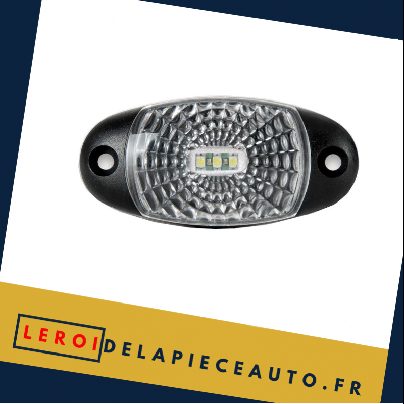 Feu de position ovale LED 12/24V couleur blanc dimensions 34x72x18 mm