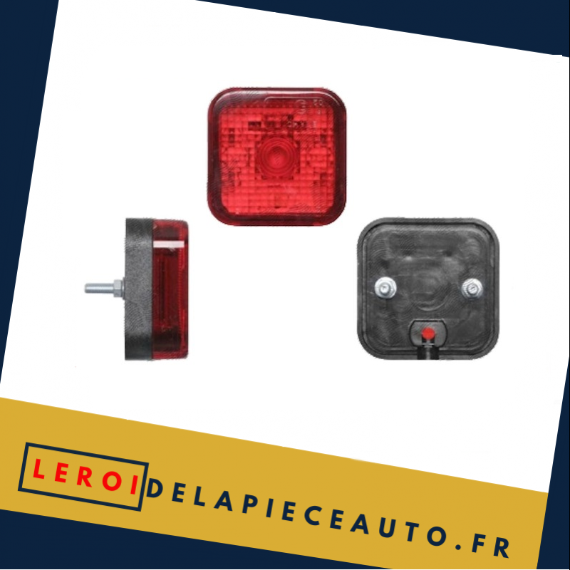 Feu de gabarit W5W camion 12/24V couleur rouge dimensions 64x64x30mm