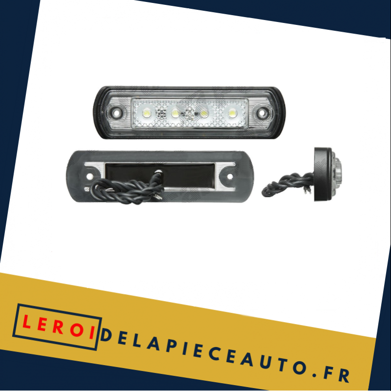 Feu de gabarit rectangle LED 12/24V  blanc diamètre 30x110x15 mm