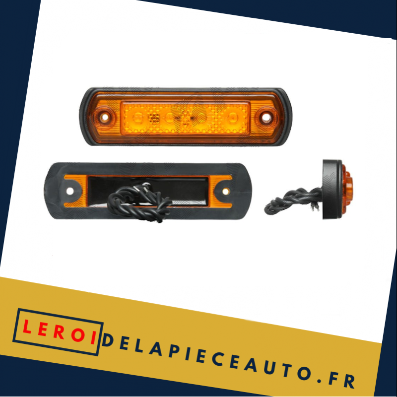 Feu de gabarit rectangle LED 12/24V jaune diamètre 30x110x15 mm