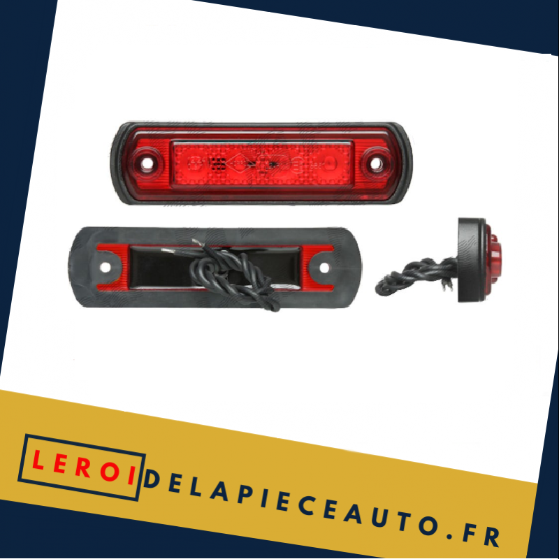 Feu de gabarit rectangle LED 12/24V rouge diamètre 30x110x15 mm