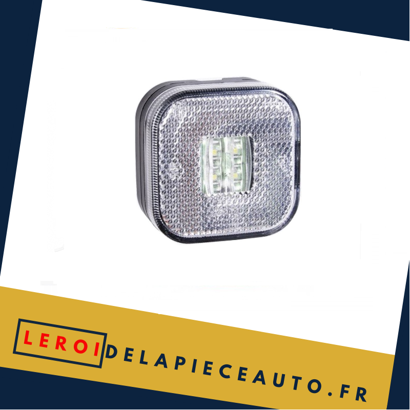 Feu de position carré LED 12/24V couleur blanc dimensions 64x64 mm