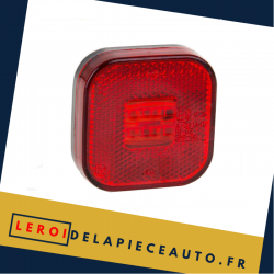 Feu de position carré LED 12/24V couleur rouge diamètre 64x64 mm