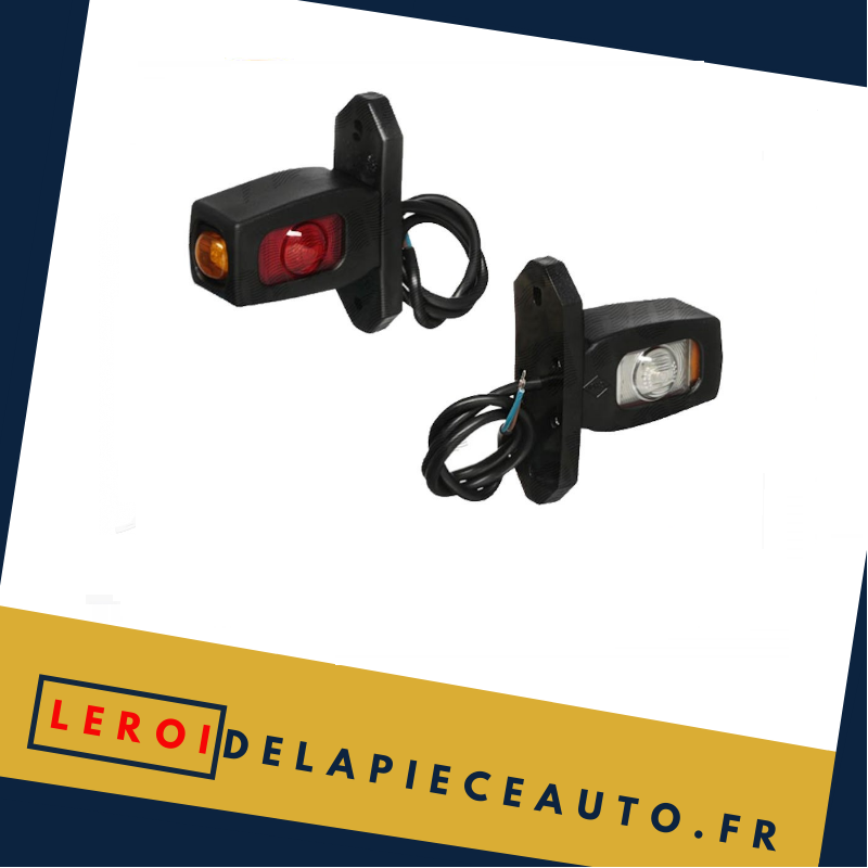 Feu de position carré LED 12/24V noir-blanc-jaune dimensions 86x42 mm