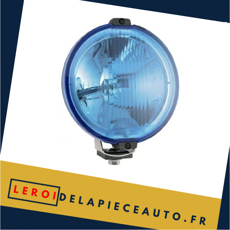 phare longue portée rond noir verre bleu 183 mm avec LED de position