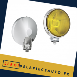 phare longue portée rond boitier chromé verre jaune 160 mm ampoule H1