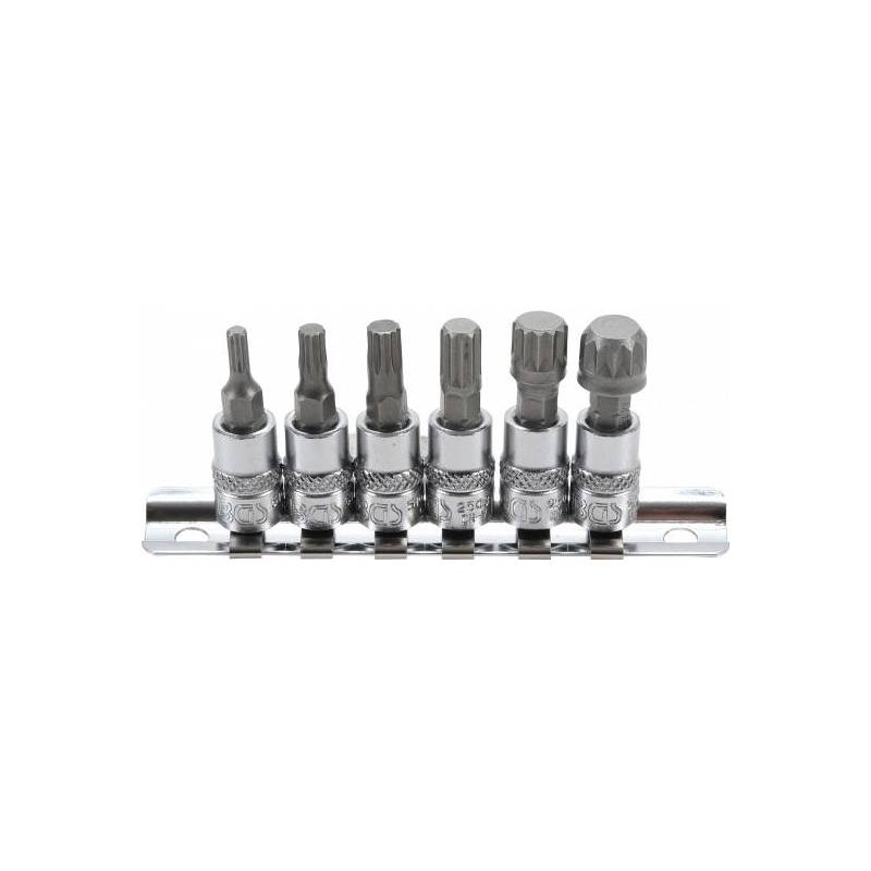 Jeu de douilles à embouts | 6,3 mm (1/4") | Denture multiple intérieure (pour XZN) M4 - M12 | 6 pièces BGS 2162