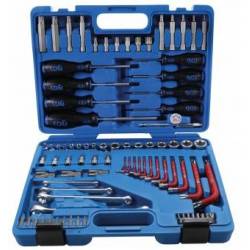 Assortiment d'outils | 6,3 mm (1/4") + 12,5 mm (1/2") | profil E/profil T (pour Torx) | 84 pièces BGS 7849