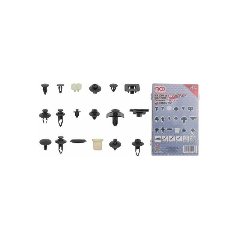 Assortiment de clips de fixation automobiles pour Nissan | 408 pièces BGS 9143