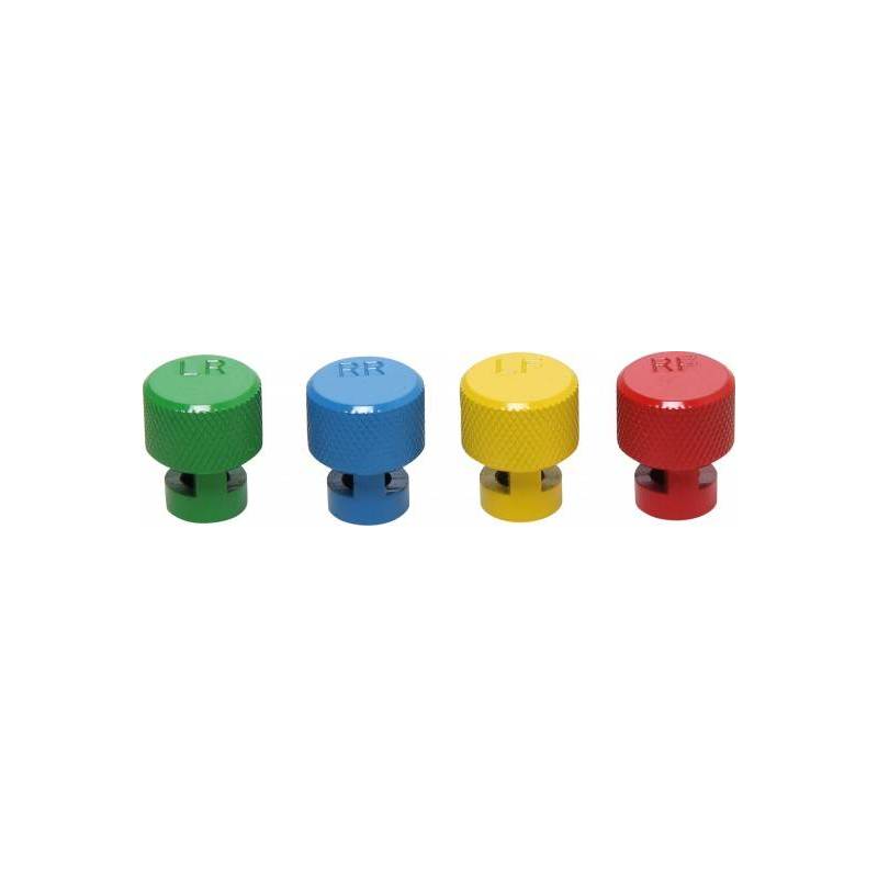 Bouchons de valve d'air des pneus codés par couleurs pour soupapes TPMS | 4 pièces