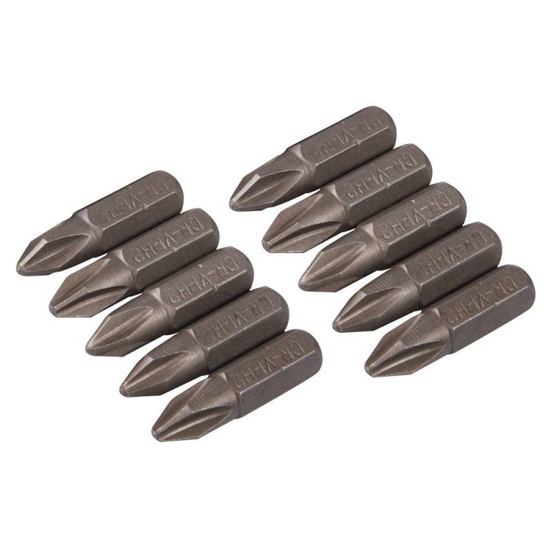 10 embouts Phillips chrome-vanadium - PH2 à Bon Prix sur lecoindumecano.fr